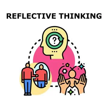 Reflective thinking process developing self awareness cycle イラスト素材