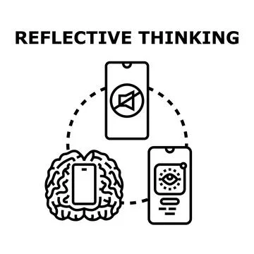 Reflective thinking process with digital devices concept 스톡 일러스트