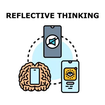 Reflective thinking process with digital devices concept イラスト素材