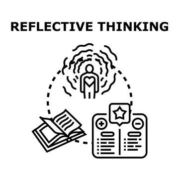 Reflective thinking process evaluating ideas and options Stock Illustration