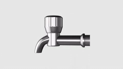 Reflective Water Tap Rotating on a Transparent Background. Seamless Loop. 4K Stock Footage 292522397