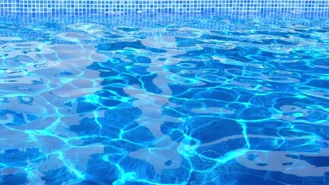 Reflective Wavy Water Surface in Swimming Pool, Rippling Aquatic Texture Stock Footage 346555660