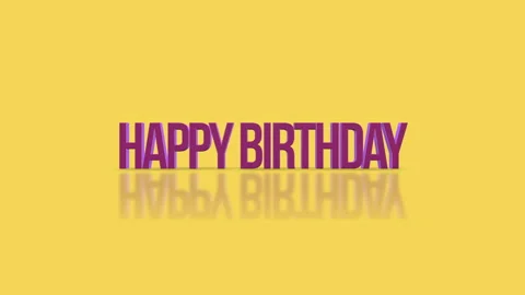 Reflective yellow background with stylized Happy Birthday in white letters Stock Footage 293025753