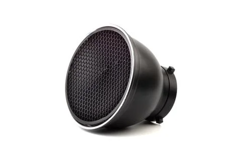 Reflector with honeycomb grid accessory for studio on white background 库存照片