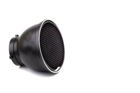 Reflector with honeycomb grid accessory for studio on white background 库存照片