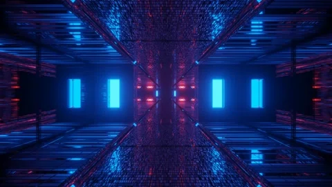 Reflectorized Neon Digital Room 4k uhd 3d rendering vj loop Stock Footage 139142439