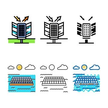 Reflectors solar panel designs color icon vector Ilustración de archivo
