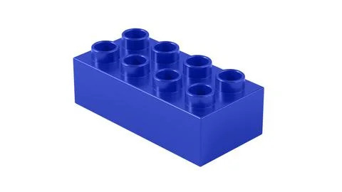 Reflex Blue Plastic Lego Block Isolated on a White Background. Stock Illustration