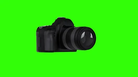 A reflex camera goes up and the camera goes into the lens - transition Video stock 306285455