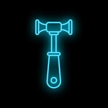 Reflex hammer neurology tool glowing neon line art Stock Illustration