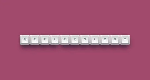Reflexology text on a 3d keyboard button with shadow concept series Stock-Illustration