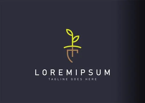 Reforestation logo design. Icon vector illustration of shovels and plant seed 스톡 일러스트