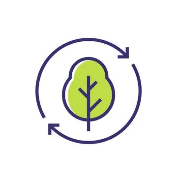Reforestation vector icon with a tree Stock Illustration
