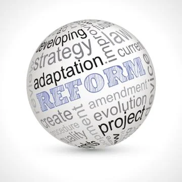 Reform theme sphere with keywords Stock Illustration