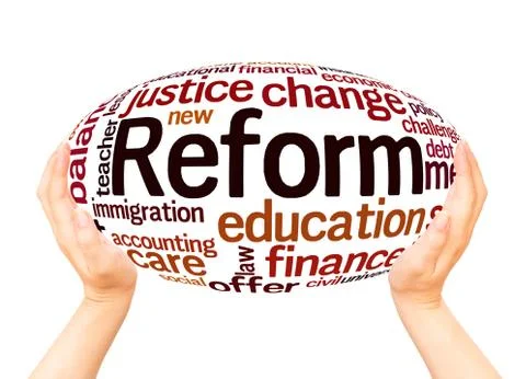 Reform word cloud hand sphere concept Stock Photos