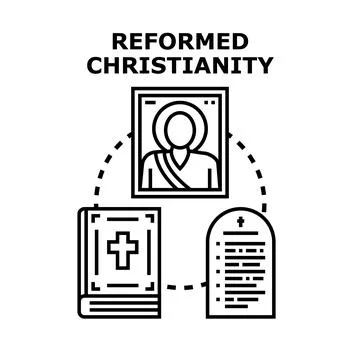 Reformed christianity vector concept exploring evangelism and theology Stock Illustration