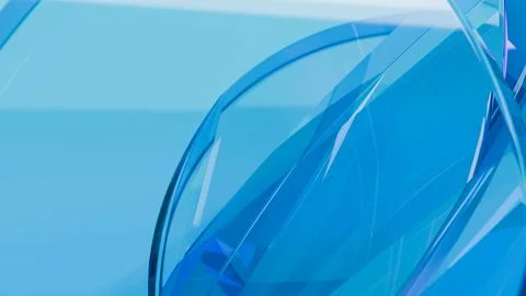 Refracted light and shadow on transparent glass surface on blue background 스톡 일러스트