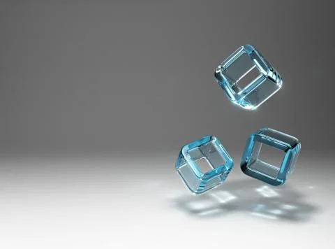 The refraction of light in the falling cubes of glass. Stock Illustration