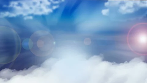 Refraction of light - rays, blue sky and sun specks, modern abstract background Stockbeeldmateriaal 99437135