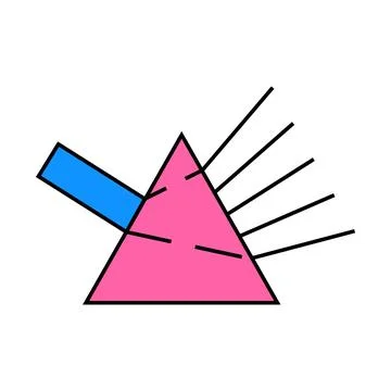 Refraction of light rays prism icon color illustration Stock Illustration