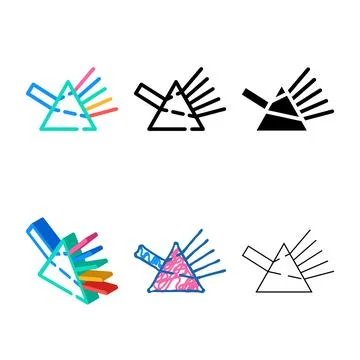 Refraction variety of light rays prism color icon vector 스톡 일러스트