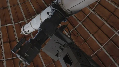 Refractor at Nice Observatory. Camera Moving Left Stock Footage