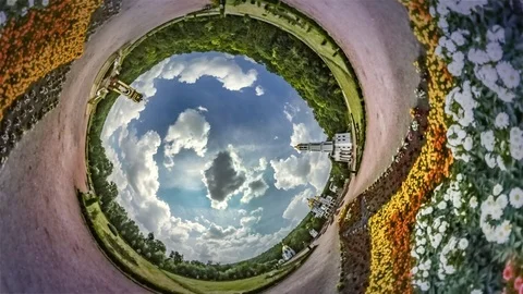 Reframed VR 360 video, Tiny Planet, Rabbit Hole effect, Small Planet Earth Stock Footage 78146751