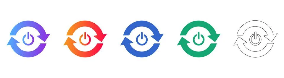 Refresh and Power Cycle Icons Set 스톡 일러스트