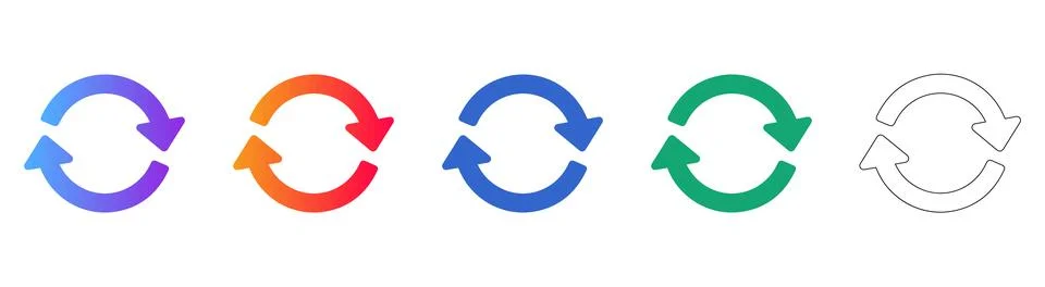 Refresh and Reload Circular Arrow Icons Ilustração Stock