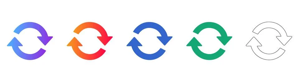 Refresh and Reload Circular Arrow Icons for Web and App Interfaces Ilustração Stock