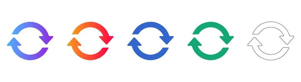 Refresh and Reload Cycle Arrow Icon Pack Stock Illustration