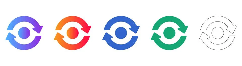 Refresh and Reload Cycle Icon Set Illustrazione stock