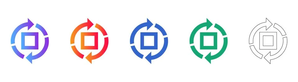Refresh and Reload Cycle Icons Set Stock Illustration