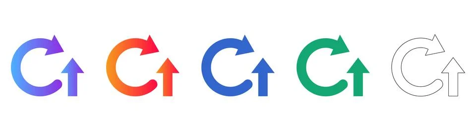 Refresh and Reload Icons with Circular Arrows Stock Illustration