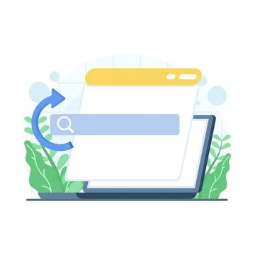 Refresh and reload symbol with circular arrow around search bar Stock Illustration
