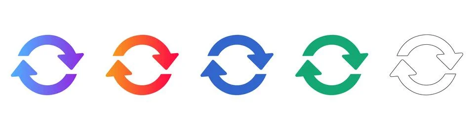 Refresh and Sync Arrow Icon Set Stock Illustration