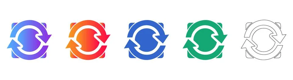 Refresh and Sync Cycle Icon Set Stock Illustration