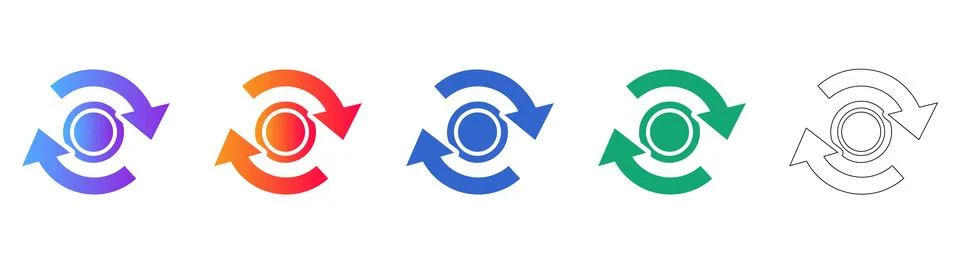 Refresh and Sync Cycle Icons Stock Illustration