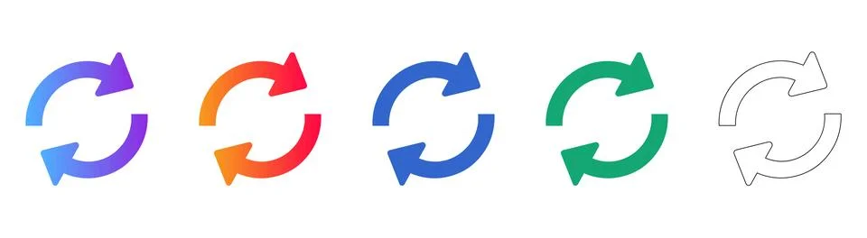 Refresh and Sync Cycle Icons Stock Illustration
