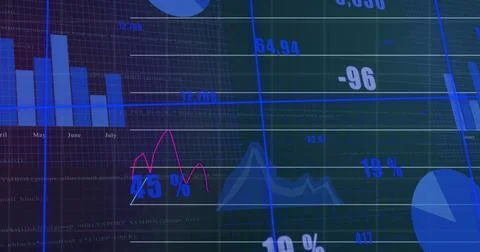On refresh animated panel showing bars drawing lines flashing dots updating Stock Illustration