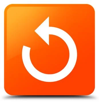 Refresh arrow icon orange square button Stock Illustration