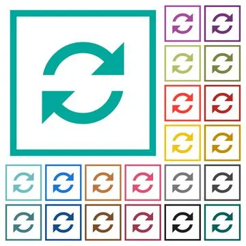 Refresh arrows flat color icons with quadrant frames Stock Illustration