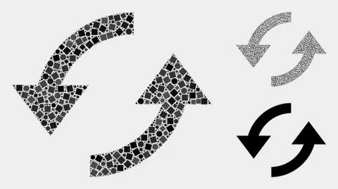Refresh Arrows Icon Collages of Squares and Circles Stock Illustration