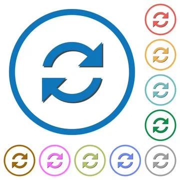 Refresh arrows icons with shadows and outlines Stock Illustration