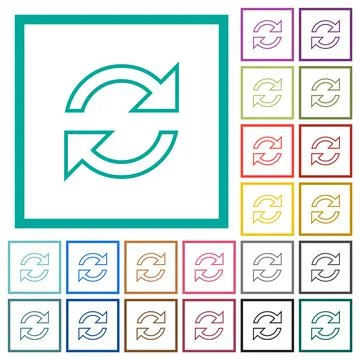 Refresh arrows outline flat color icons with quadrant frames イラスト素材