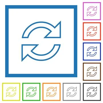 Refresh arrows outline flat framed icons Illustrazione stock