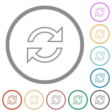 Refresh arrows outline flat icons with outlines Stock Illustration