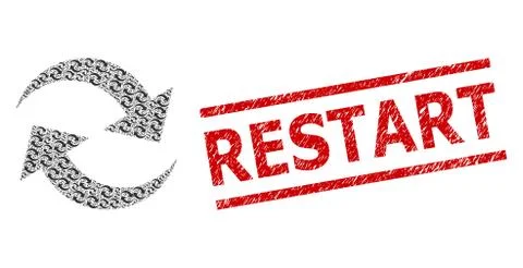 Refresh Arrows Recursion Collage of Refresh Arrows Icons and Textured Restart Stock Illustration