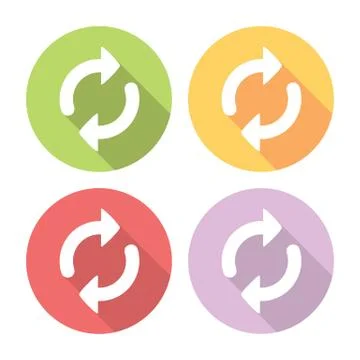 Refresh Arrows Reload Symbol Flat Icons Set Illustrazione stock