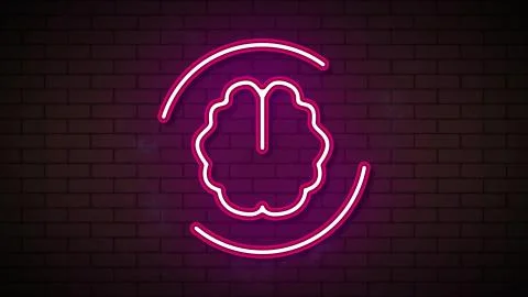 Refresh brain in neon effect mp4 video Stock Illustration